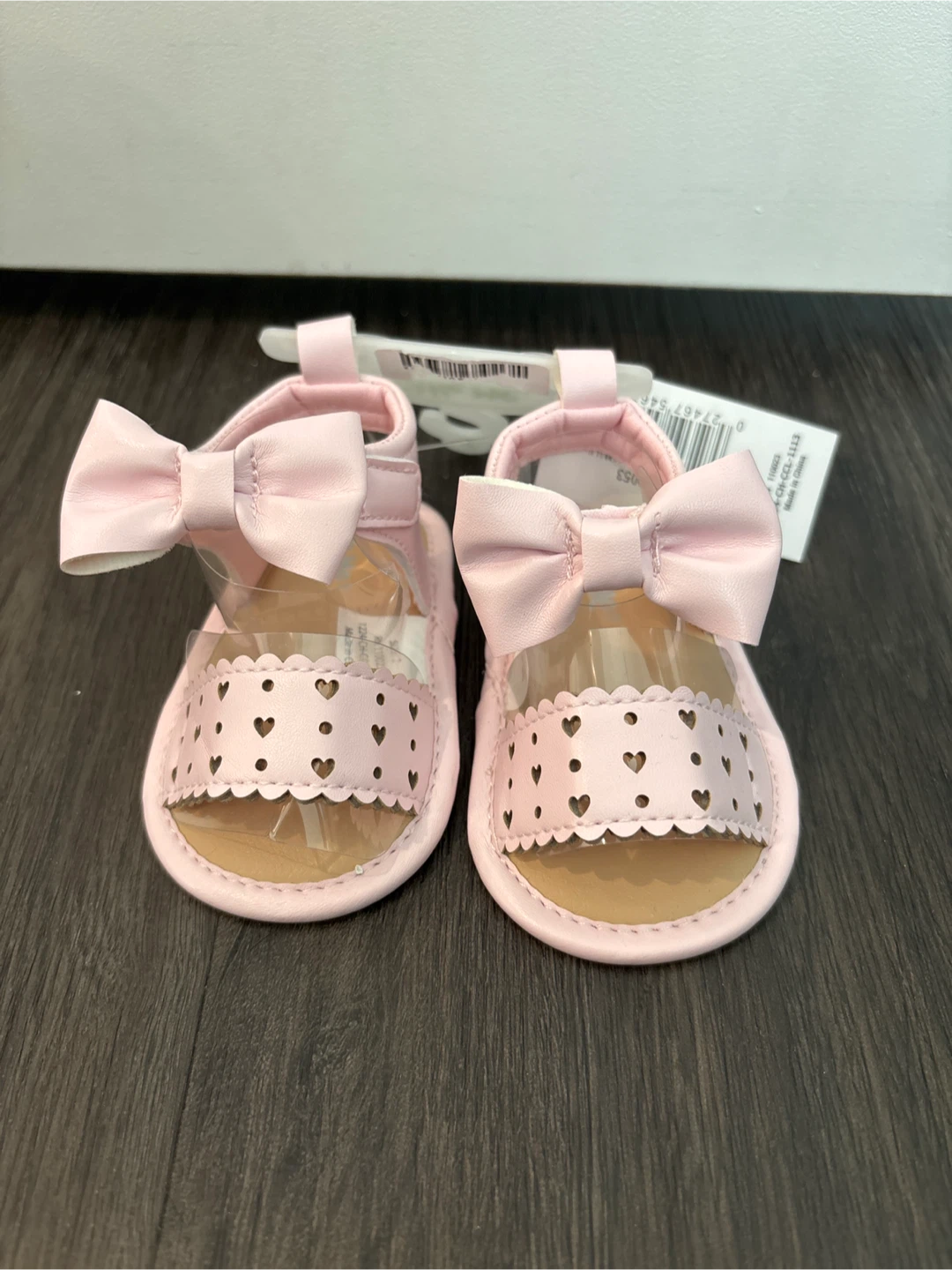 Little Me Pink Baby Sandals with Bows Size 2