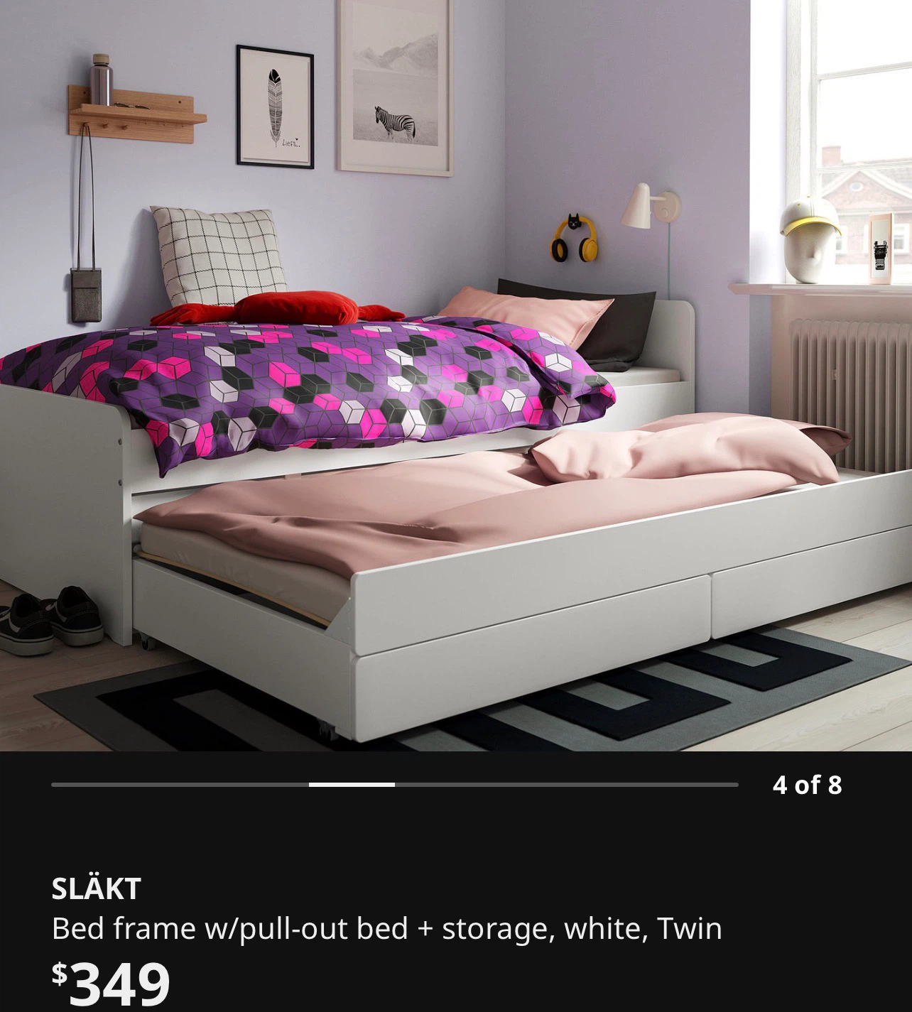 IKEA kids pull out bed -white
