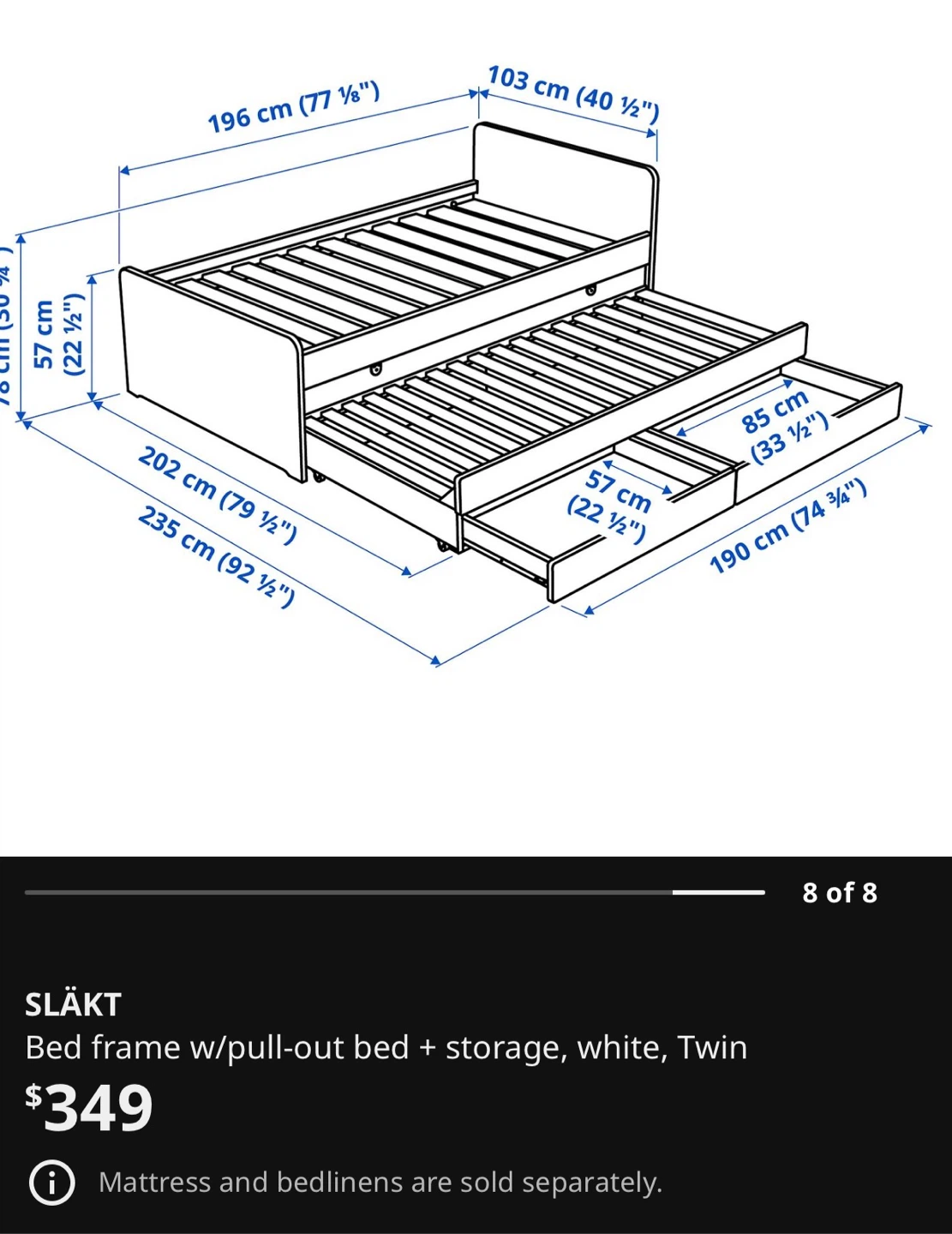 IKEA kids pull out bed -white - photo 2