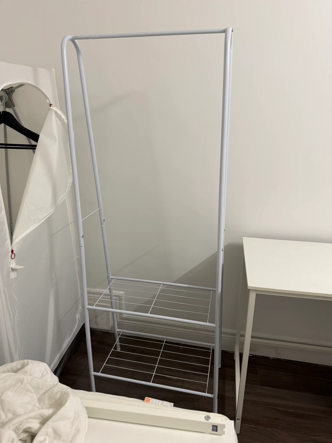 White Garment Rack with Shelves