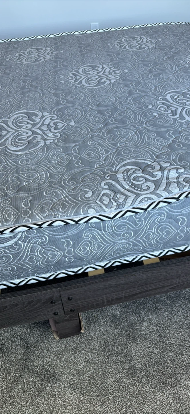 3  BLACK LEATHER bed frames with mattresses - photo 2
