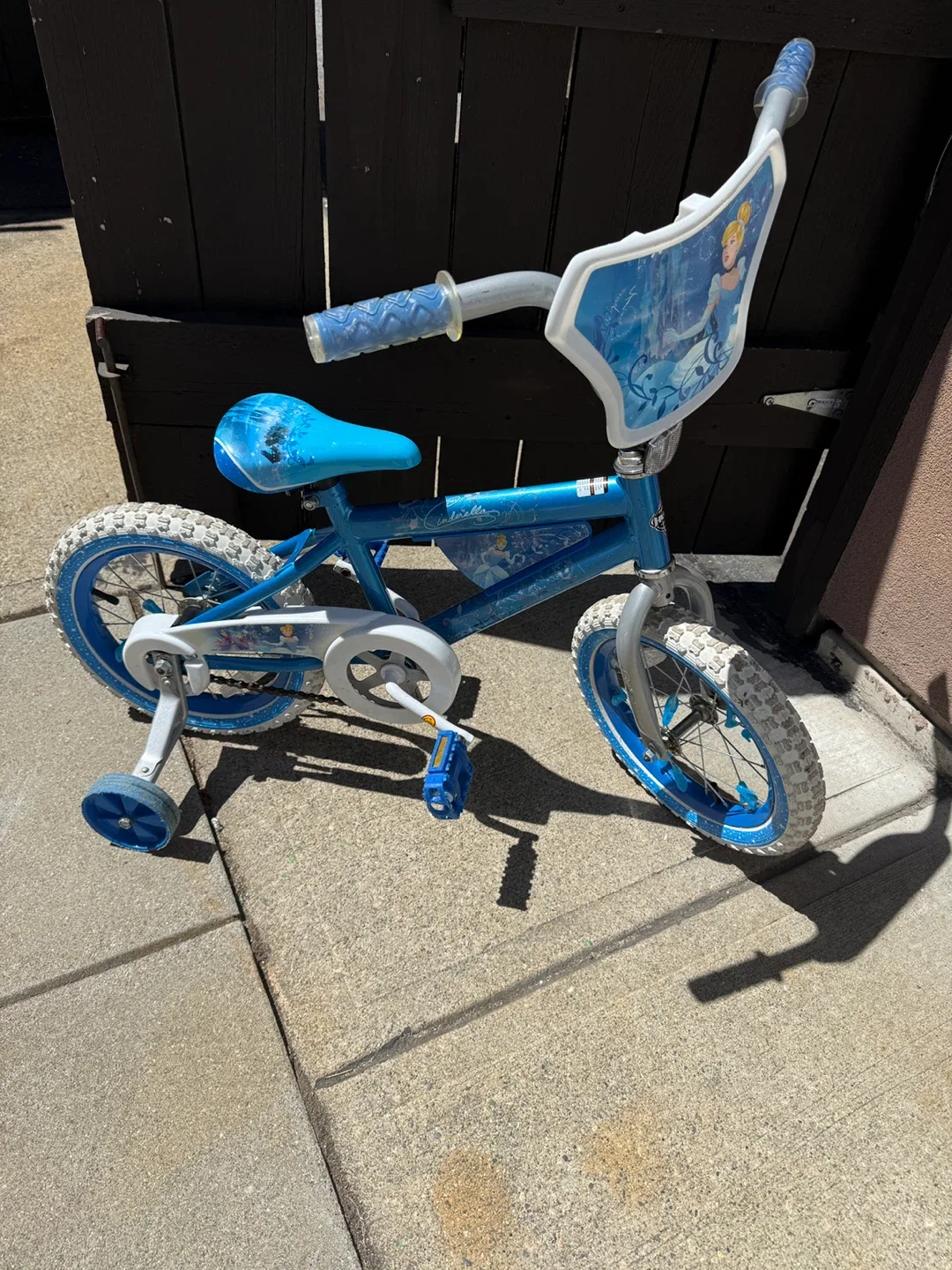 LIkE NEW 14 inch Blue Cinderella Kids Bike with training wheels - photo 2