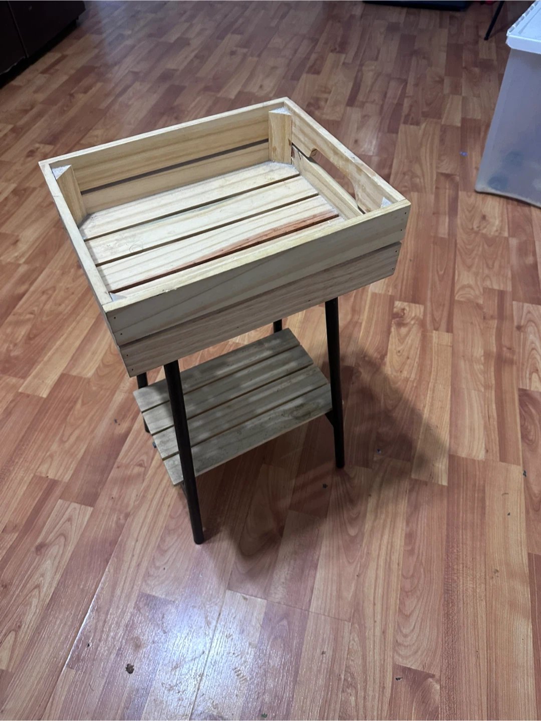 Wooden Crate Side Table with Shelf - photo 2