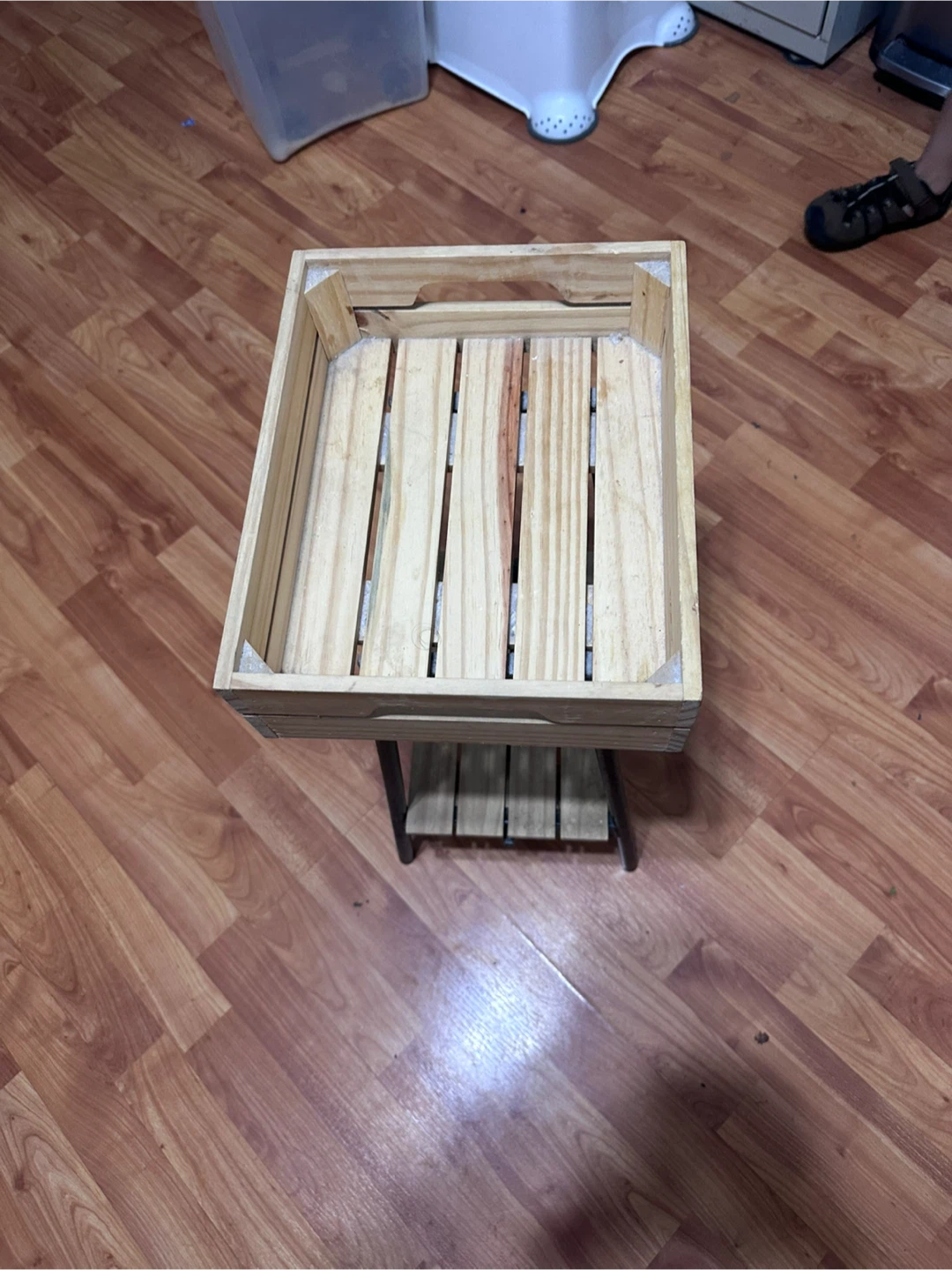 Wooden Crate Side Table with Shelf - photo 3