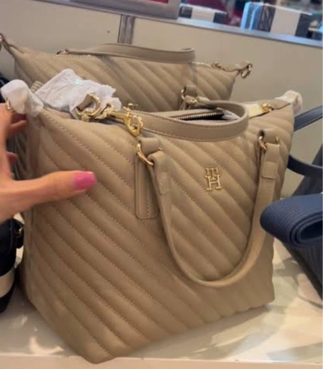 Tommy Hilfiger Quilted Satchel Handbag