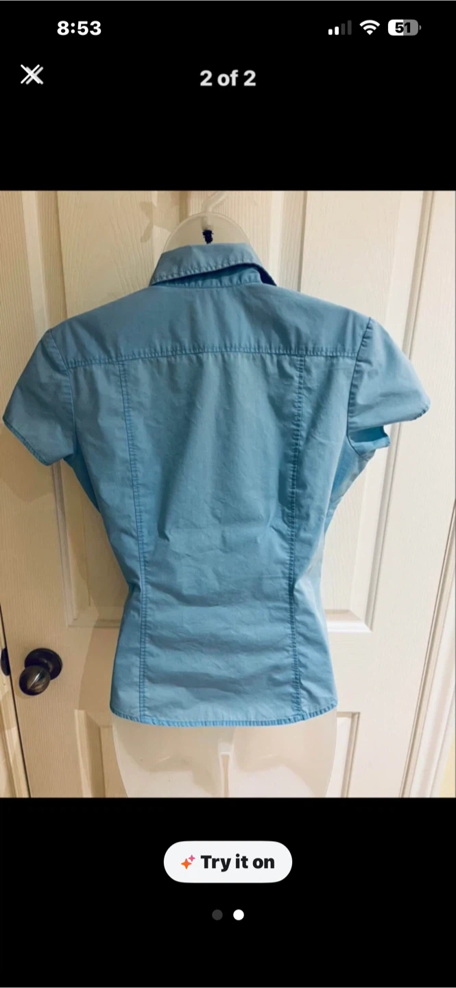 Light Blue Short Sleeve Button-Up Shirt - photo 2