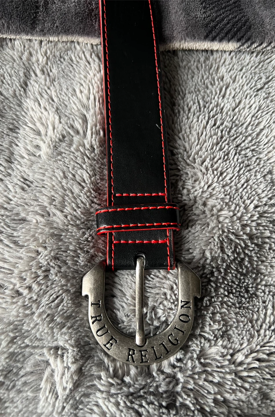 True Religion Belt - Black/Red Stitching