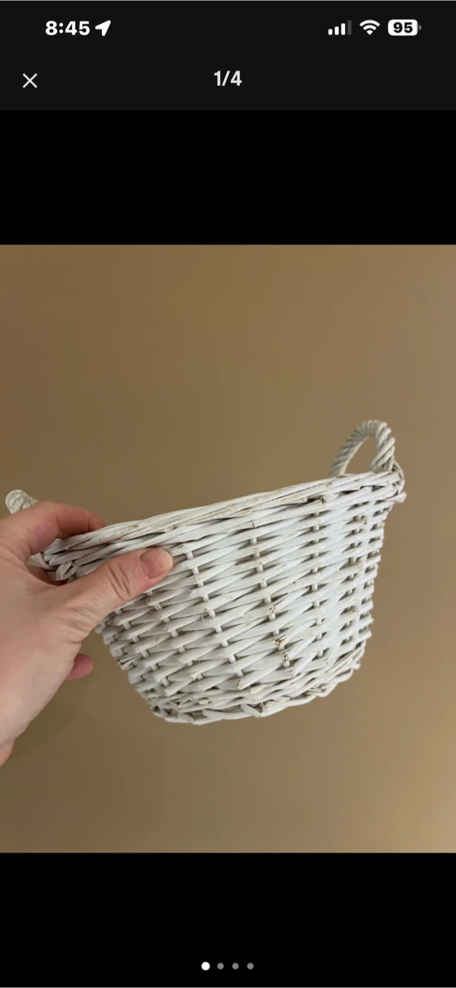 White Wicker Basket with Handles