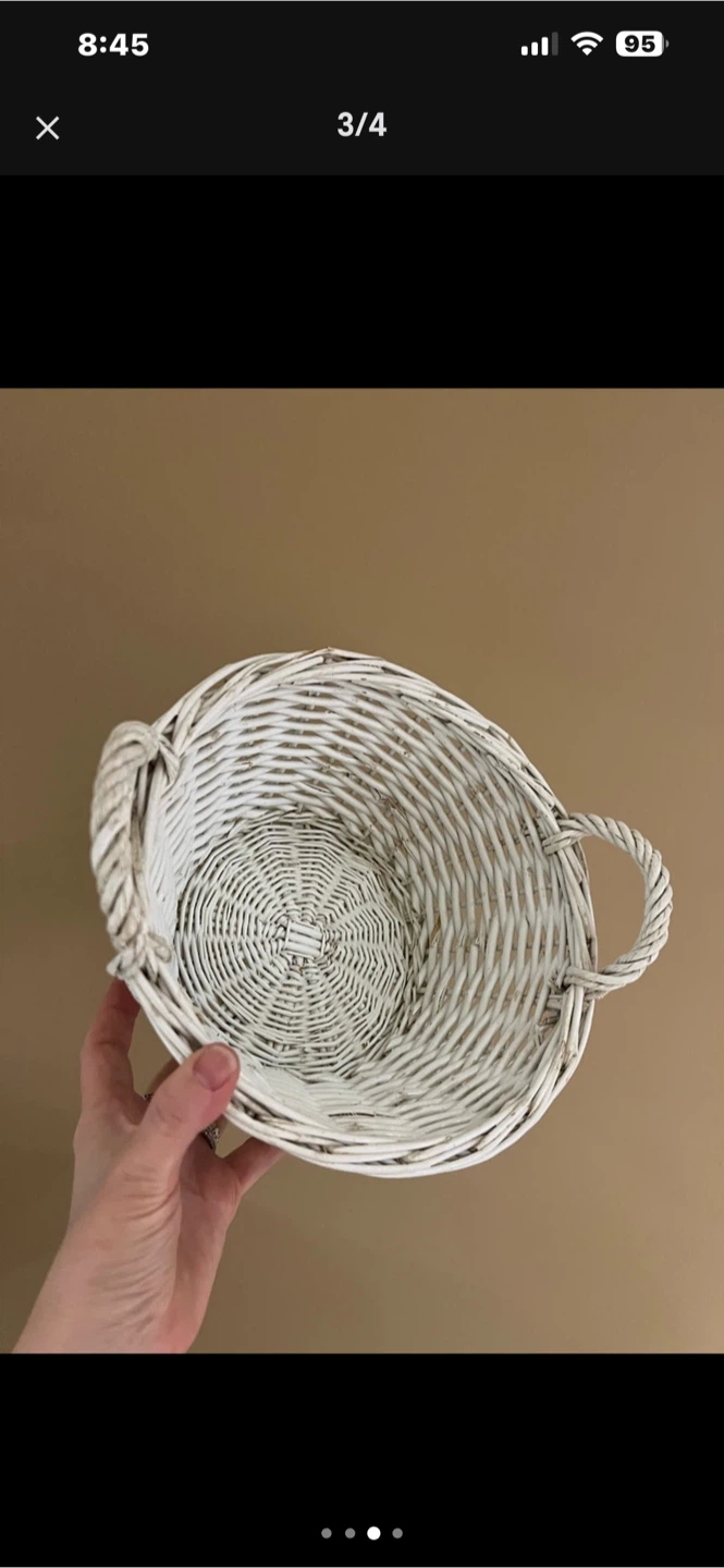 White Wicker Basket with Handles - photo 2
