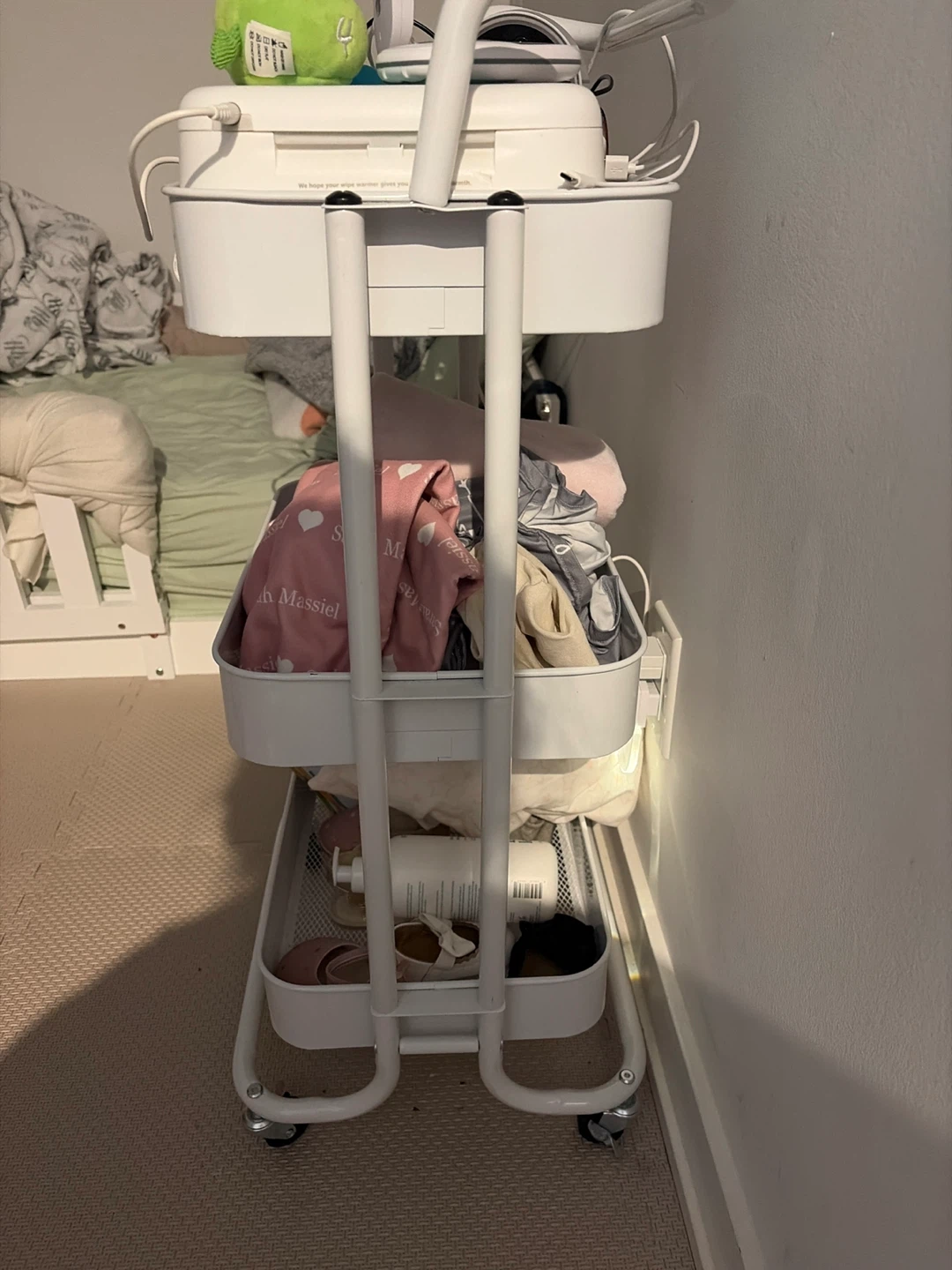 White 3-Tier Rolling Storage Cart