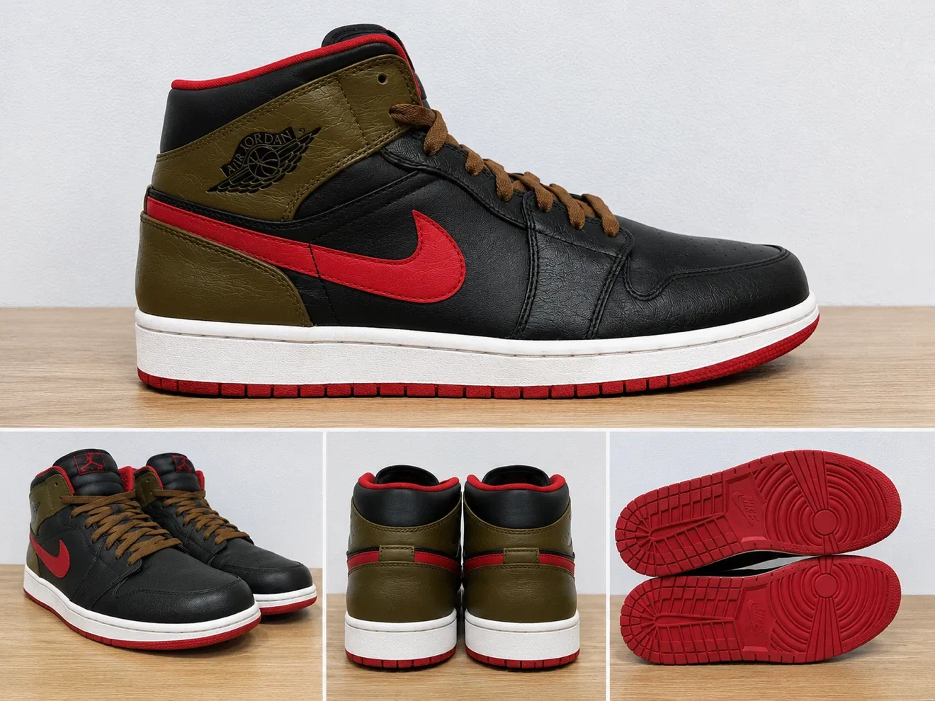 Air Jordan 1 Phat Mid - Black Red Olive