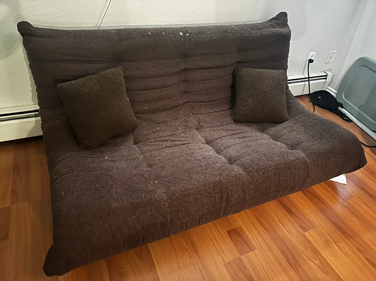 Brown Futon Couch with Pillows