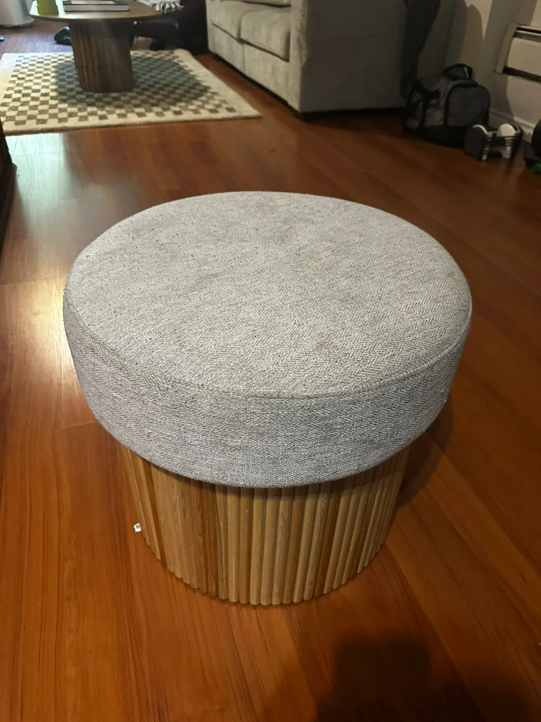 Round Storage Ottoman Pouf