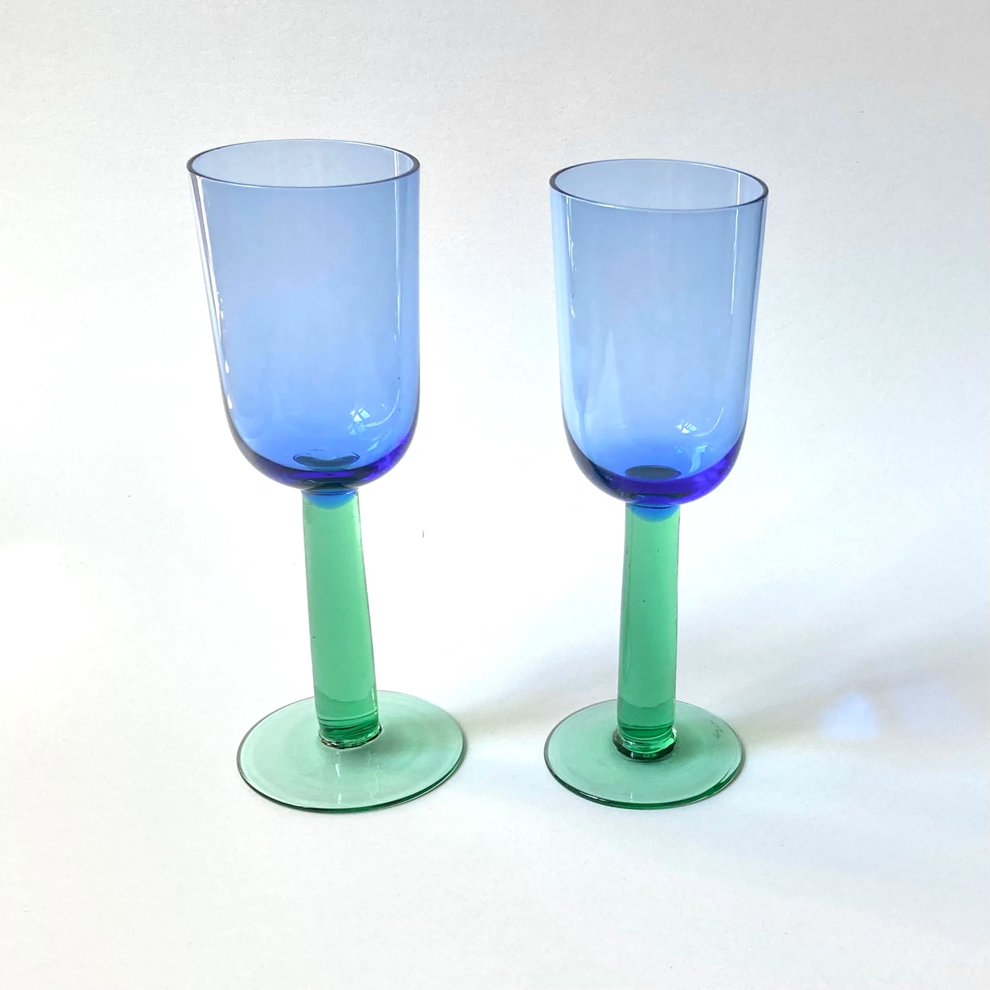 Pair of Vintage Scandinavian Postmodern Wine Glasses