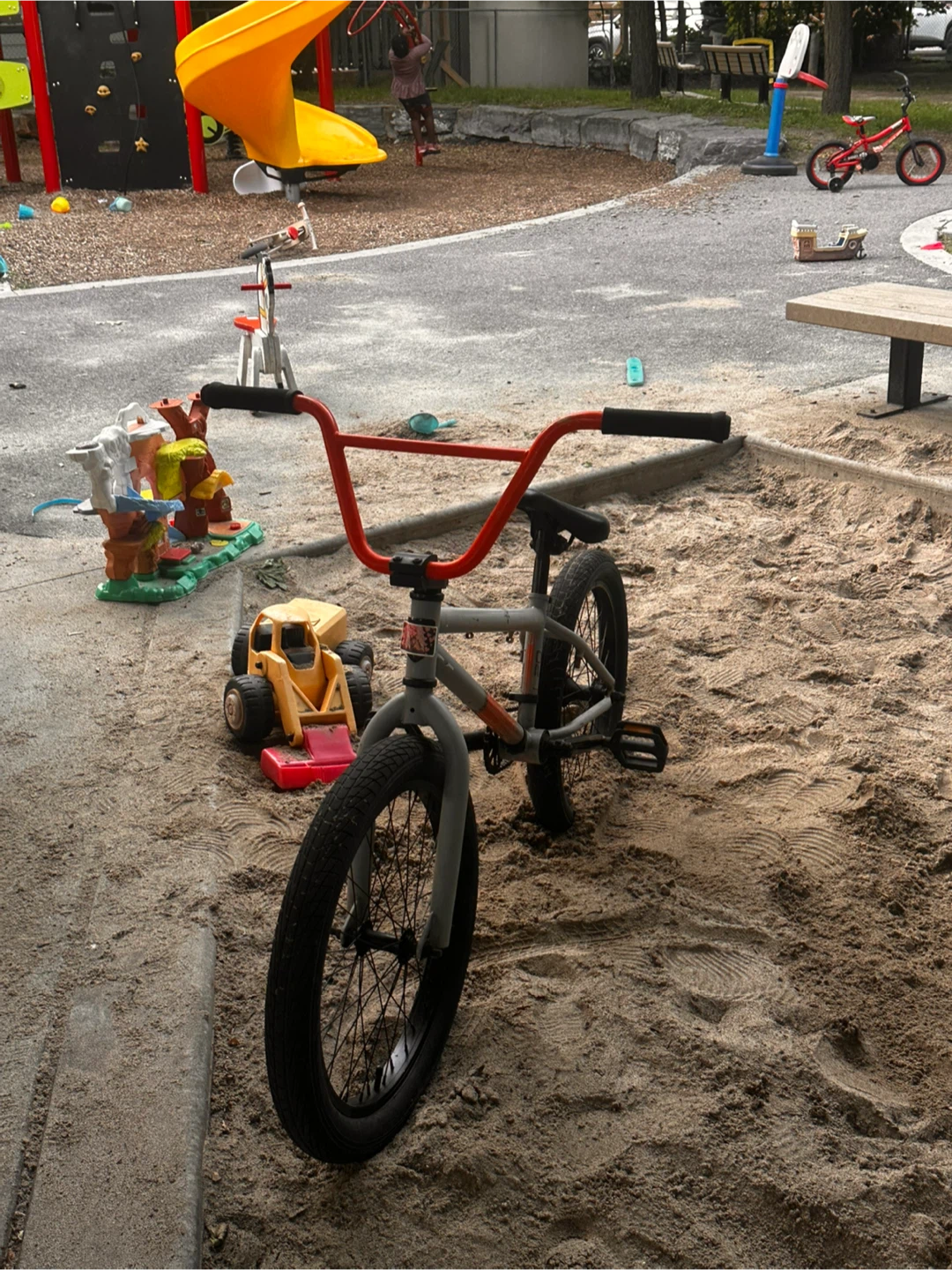 Grey BMX Bike with Orange Handlebars - photo 2