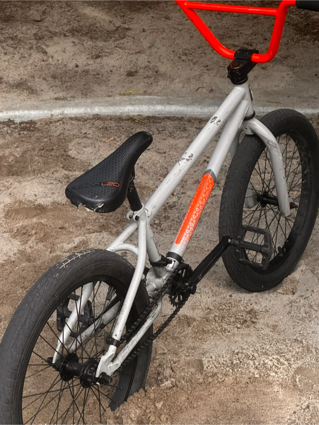 Grey BMX Bike with Orange Handlebars - photo 3