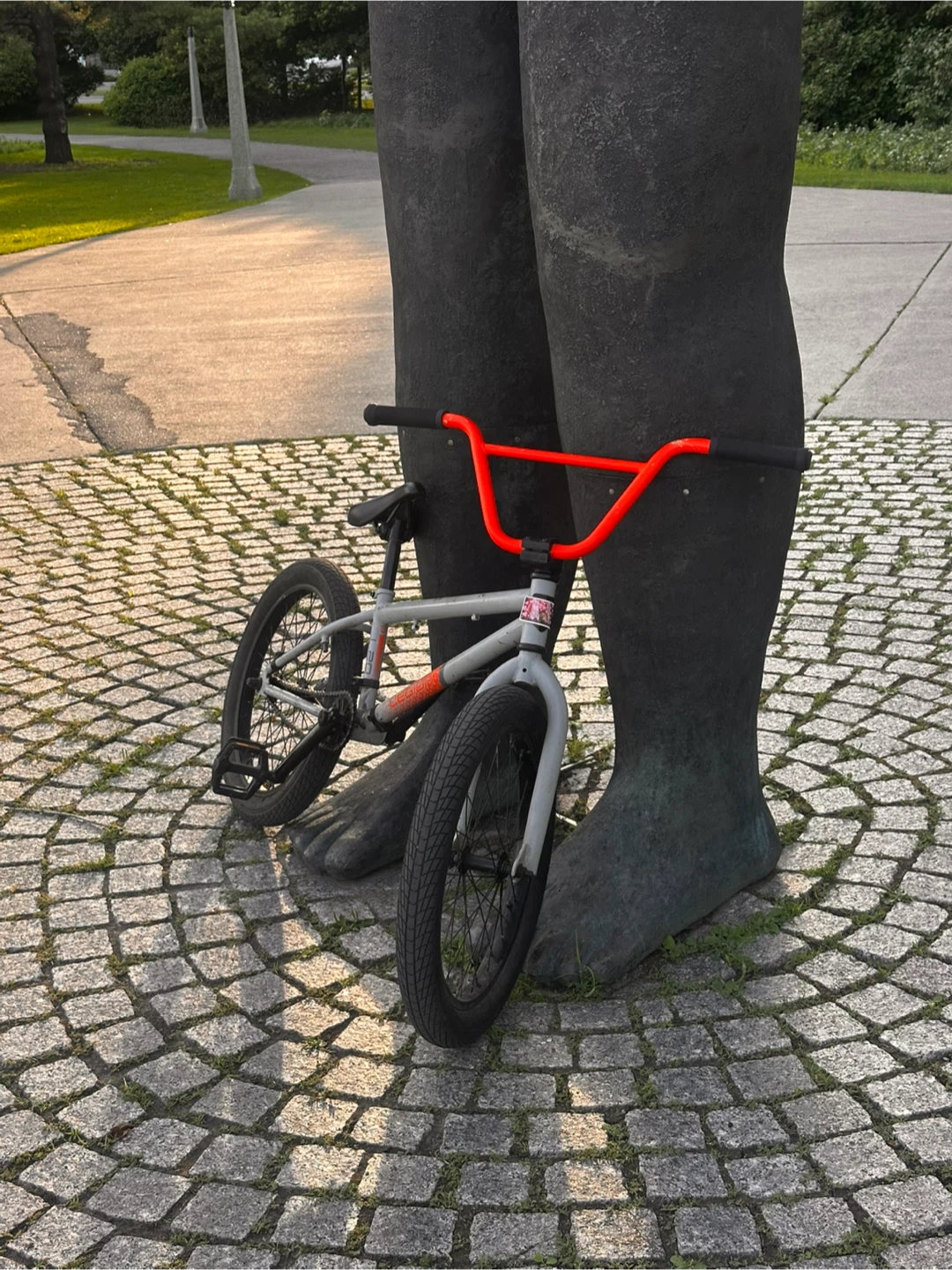 Grey BMX Bike with Orange Handlebars - photo 4