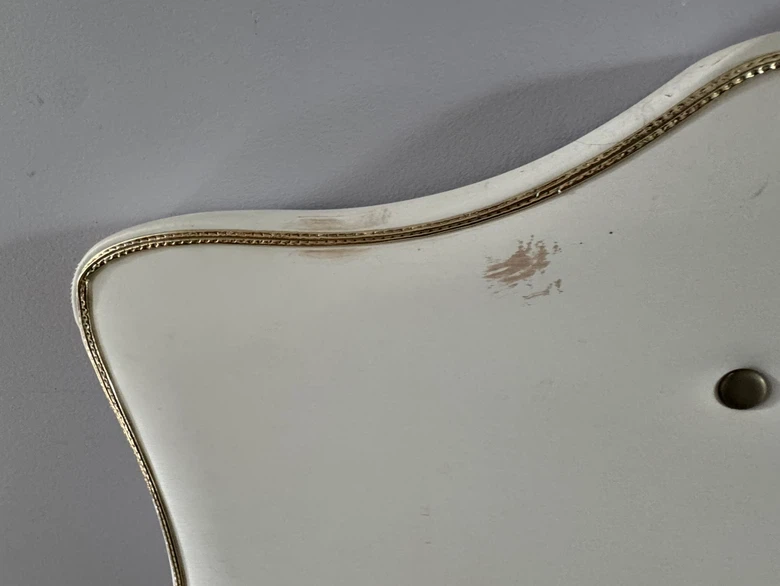 White Upholstered Headboard with Wood Legs - photo 3