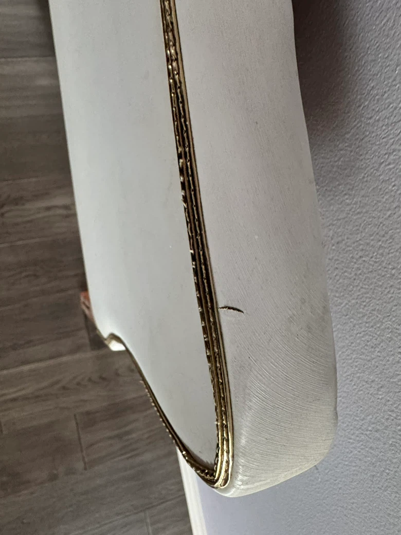 White Upholstered Headboard with Wood Legs - photo 5
