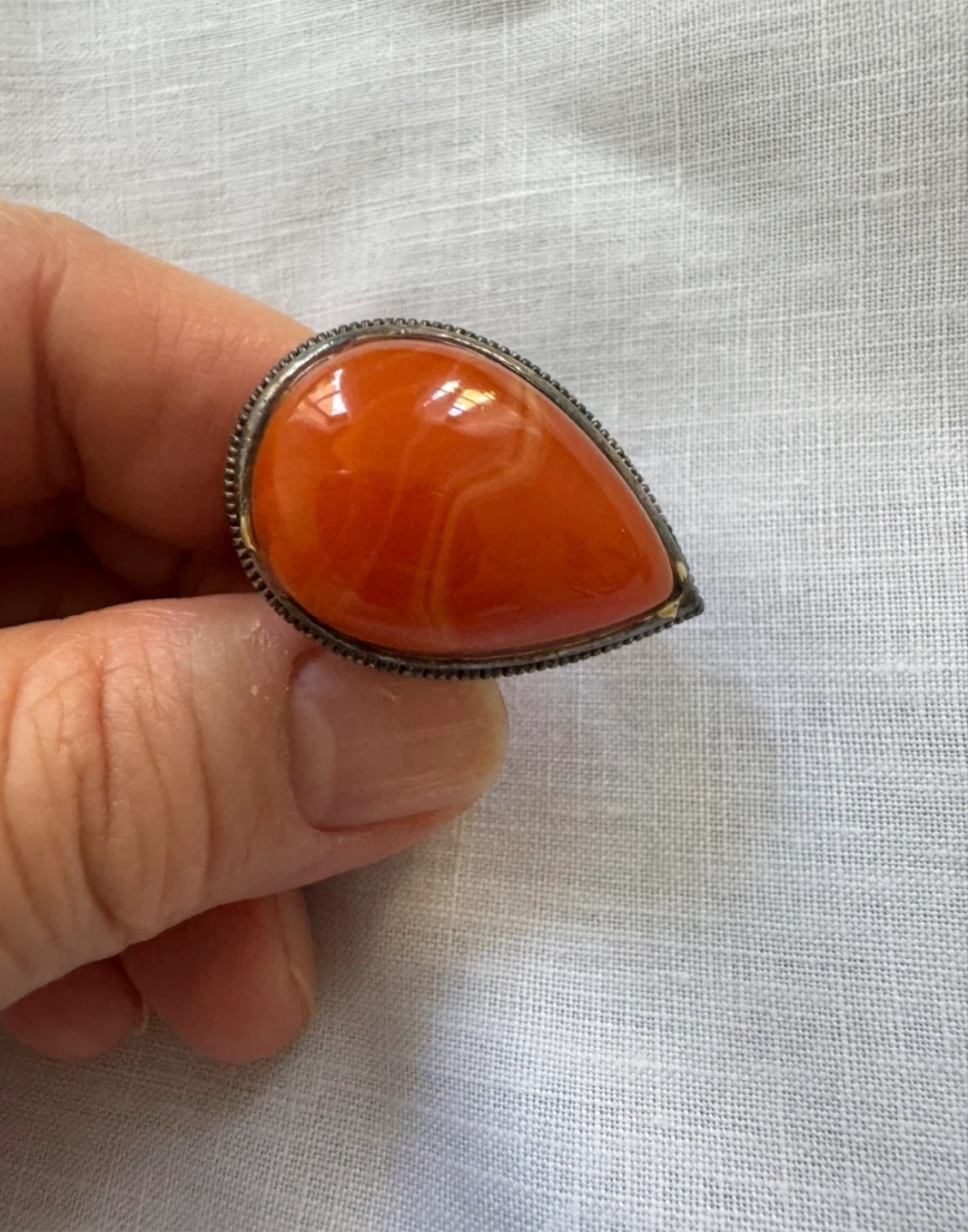Vintage Carnelian Agate Silver Ring - photo 2