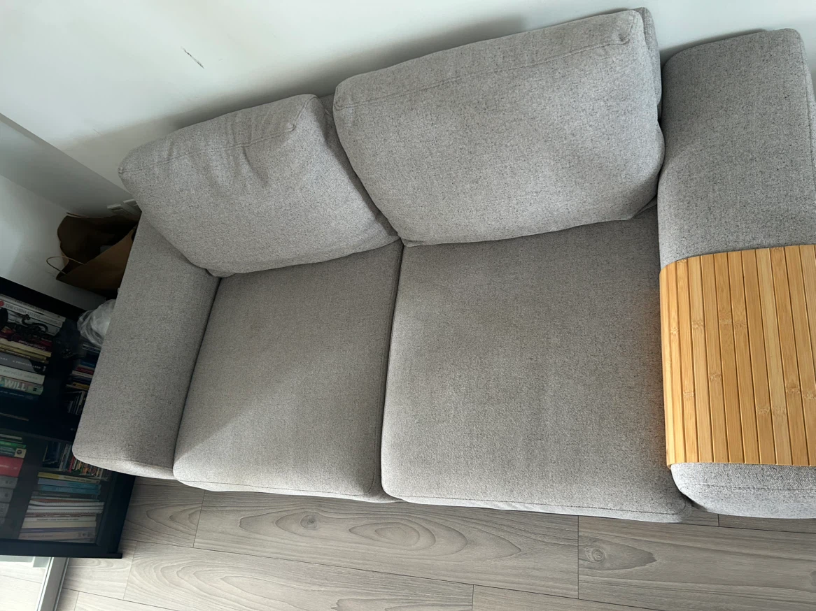 Modern Light Grey Loveseat Sofa with Wooden Base - photo 4
