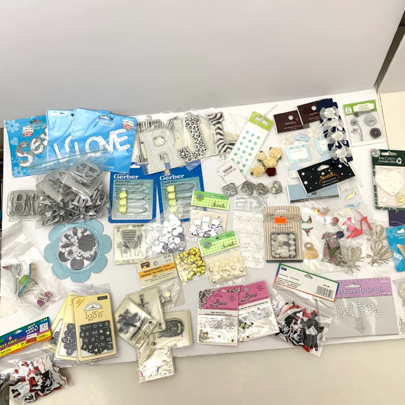 Craft Embellishments Stickers Rhinestones Scrapbook Supplies Lot
