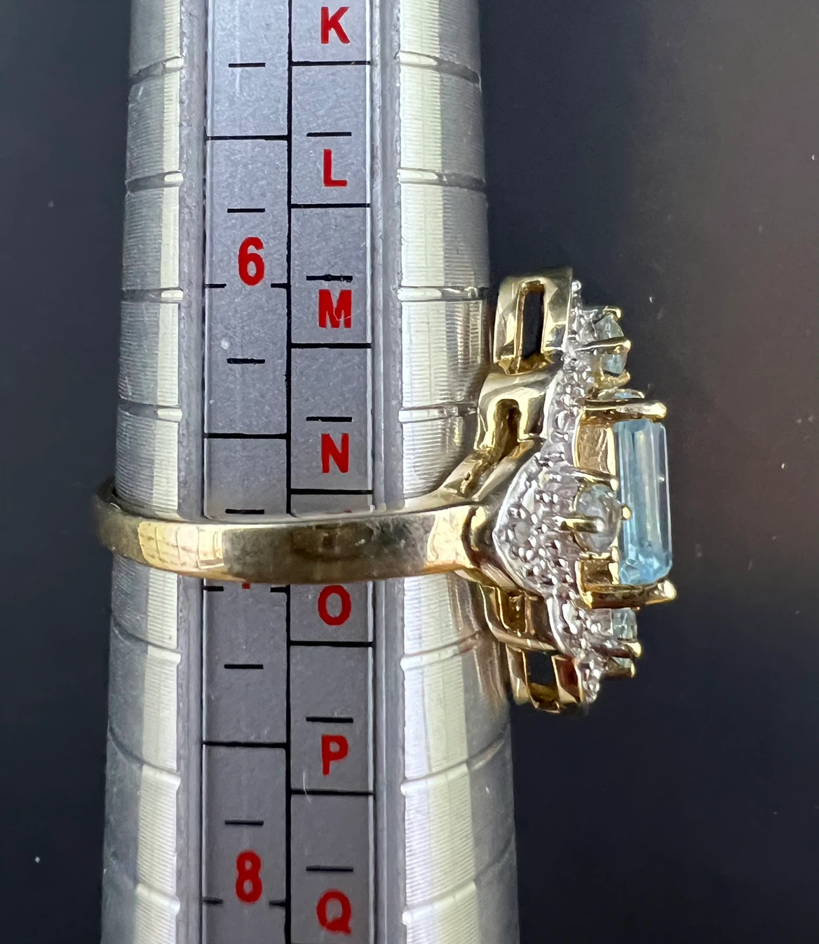 Vintage Style 925 Vermeil Emerald-Cut Blue Topaz Ring - photo 4