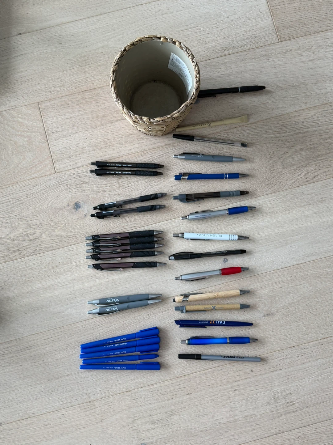 Assorted Pens and Pen Holder