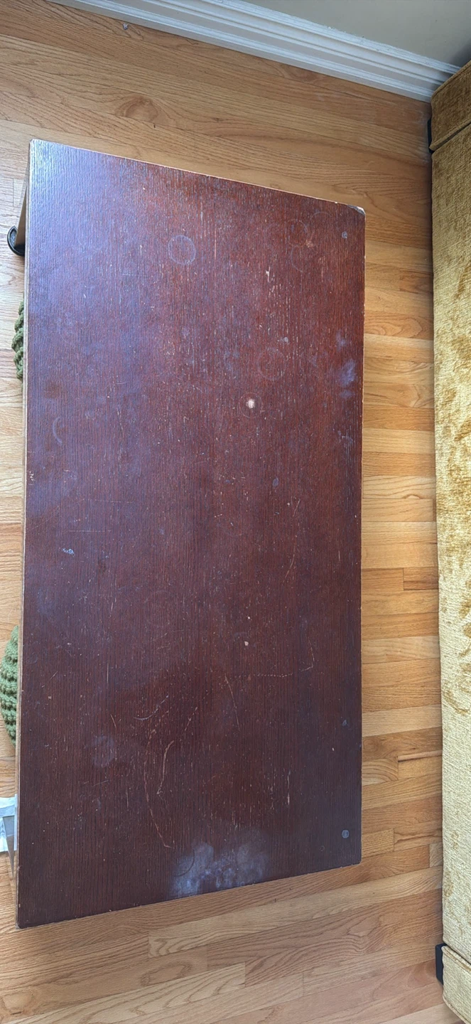 Wood top coffee table with metal legs