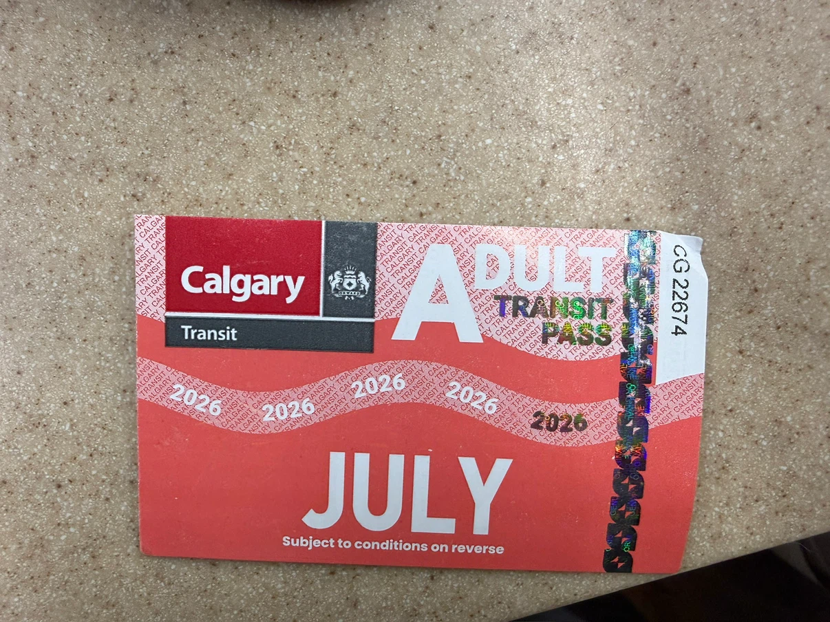 Calgary Transit Adult Monthly Pass - July 2026