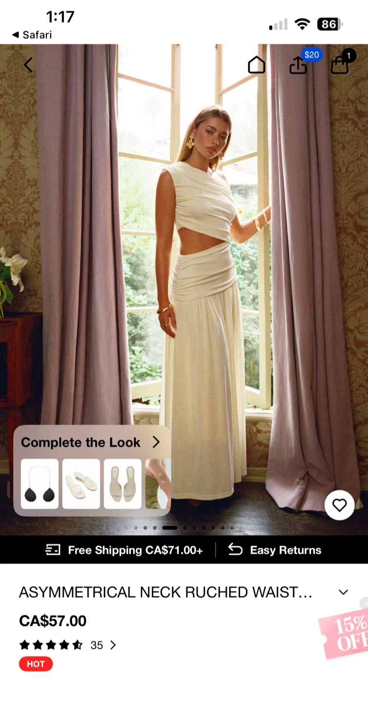 CIDER Asymmetrical Neck Ruched Waist Dress - photo 2