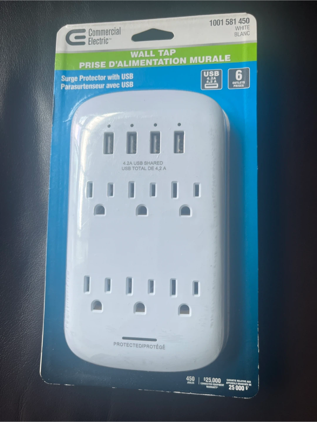 Surge Protector with 6 Outlets and 4 USB Ports