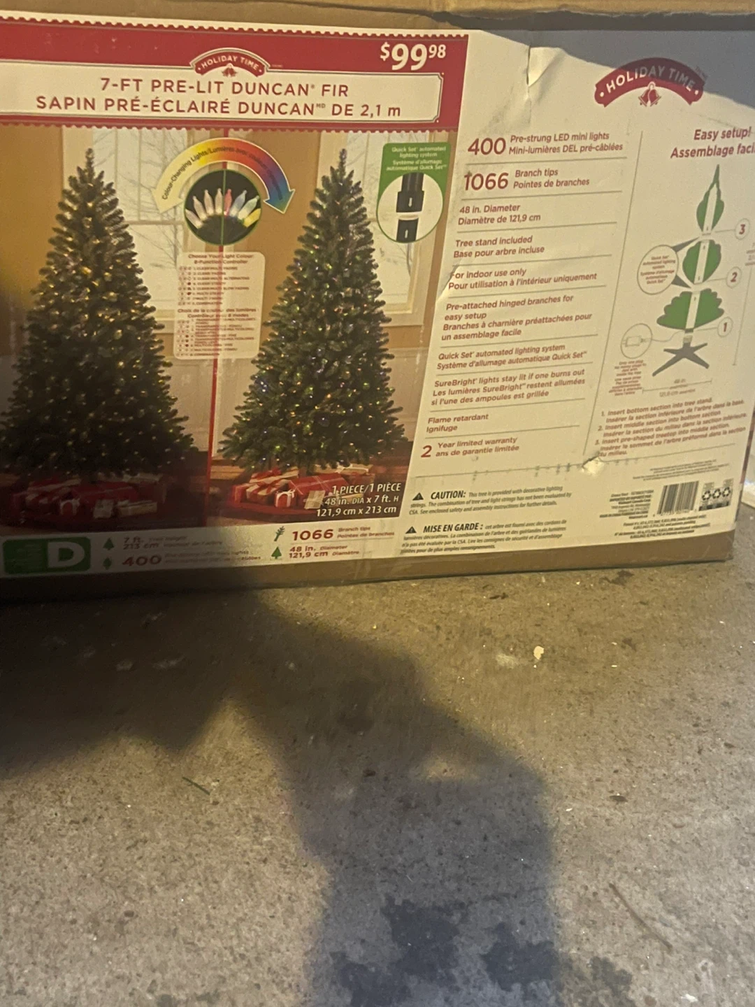 Holiday Time 7-Foot Pre-Lit Duncan Artificial Christmas Tree