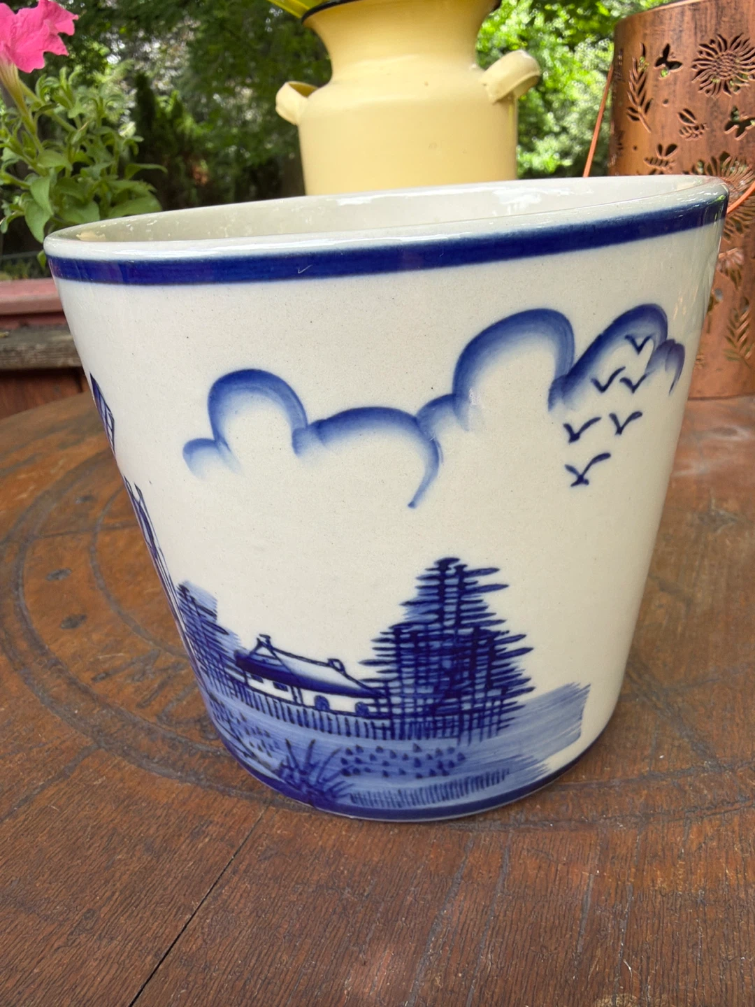 Vintage Delft Blue and White Ceramic Planter - photo 2