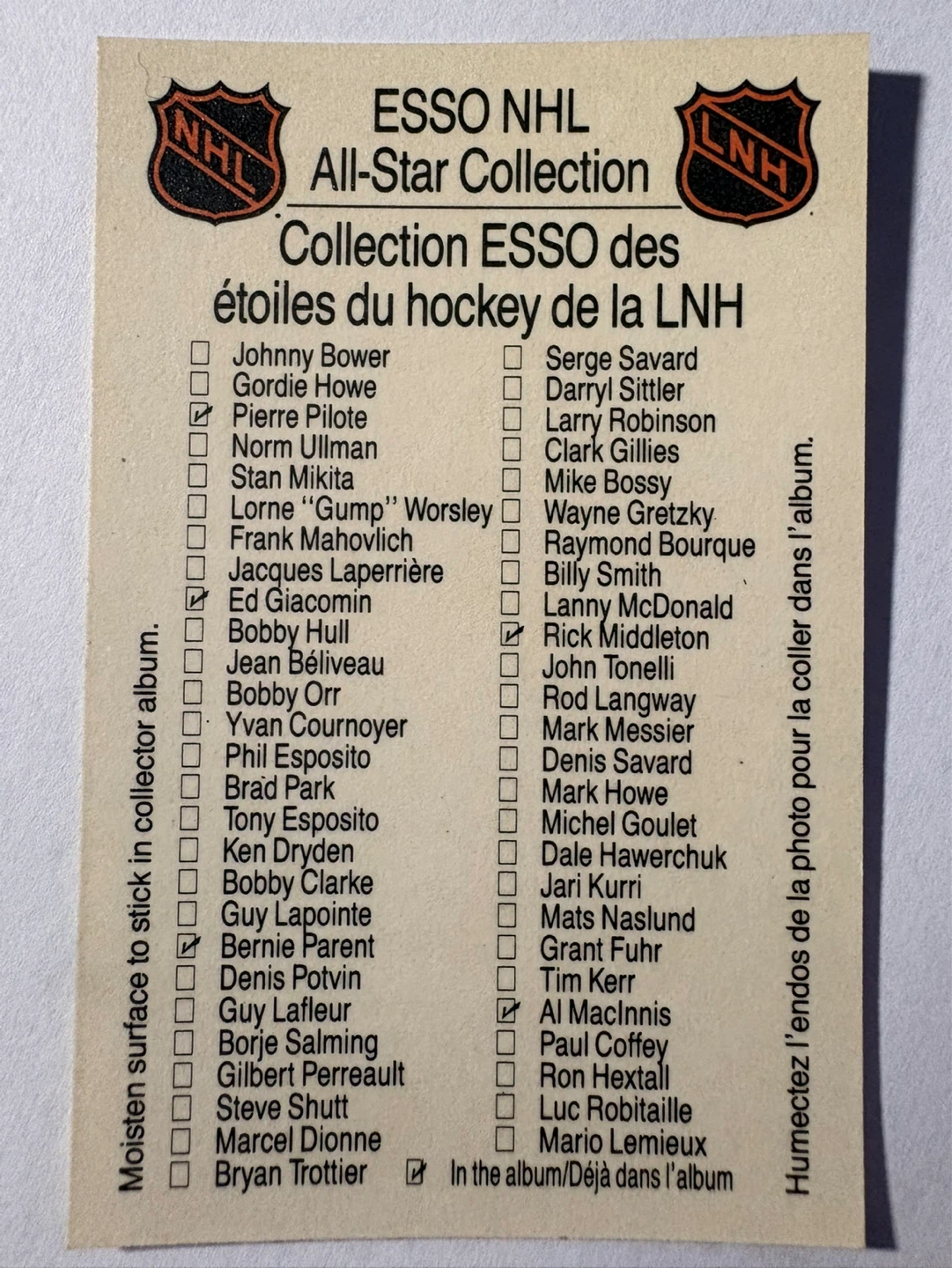 Yvan Cournoyer Esso NHL All-Star Collection Hockey Card - photo 2