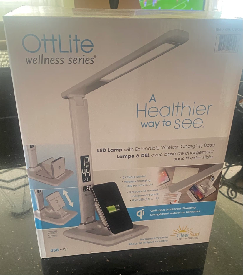 OttLite Wellness Series LED Desk Lamp w/ Wireless Charging Base