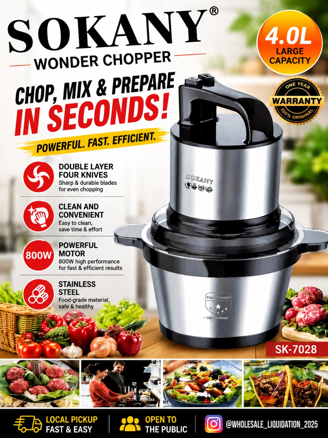 Sokany Wonder Chopper 4.0L Food Processor