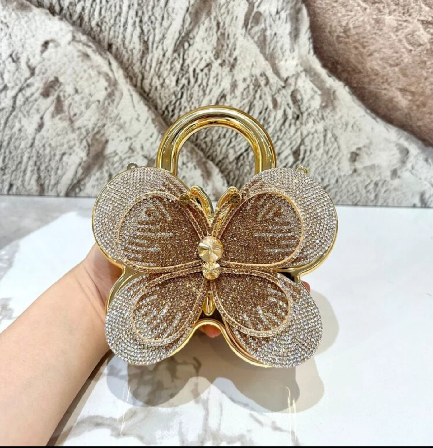 Gold Butterfly Clutch Handbag