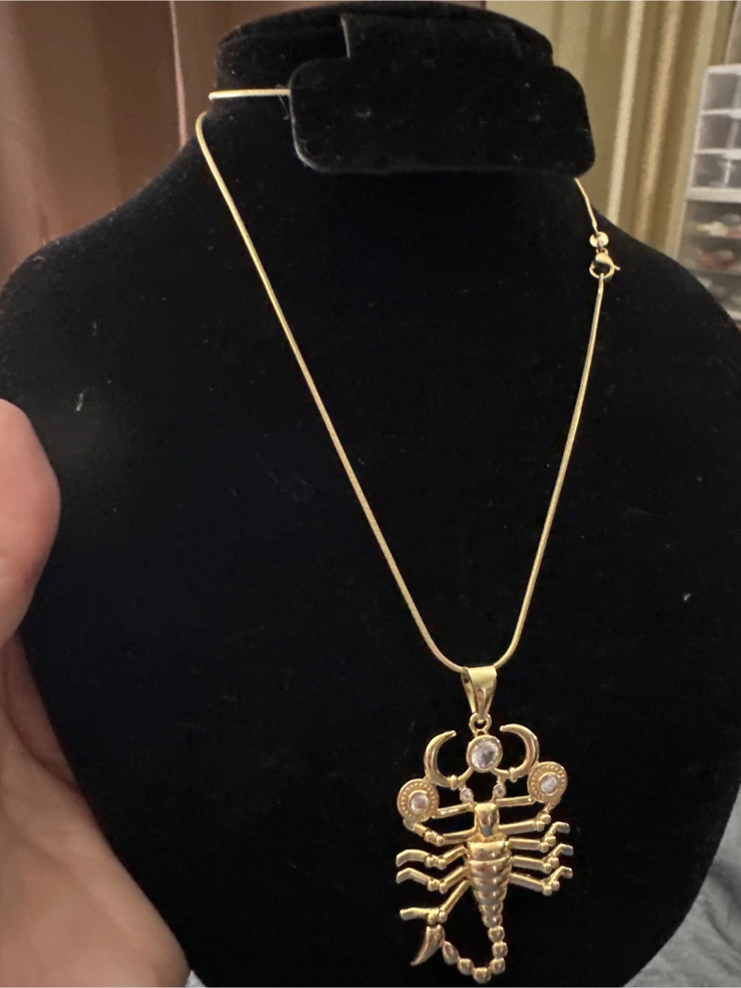 14k Gold laminated Scorpion Pendant Necklace with Crystals