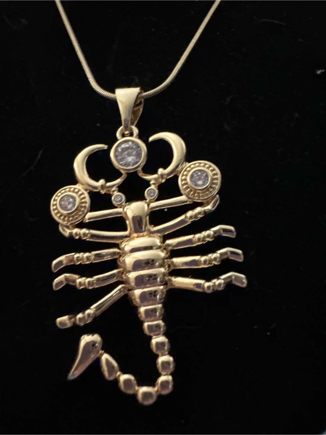 14k Gold laminated Scorpion Pendant Necklace with Crystals - photo 3