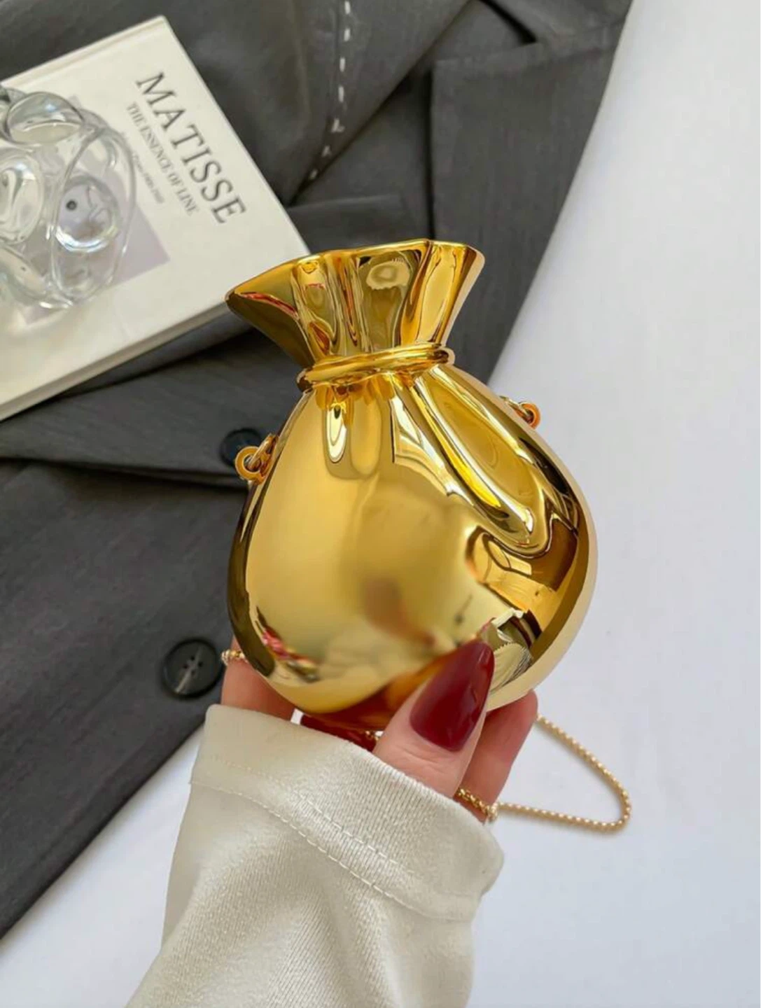 Gold Drawstring Coin Purse Clutch - photo 2