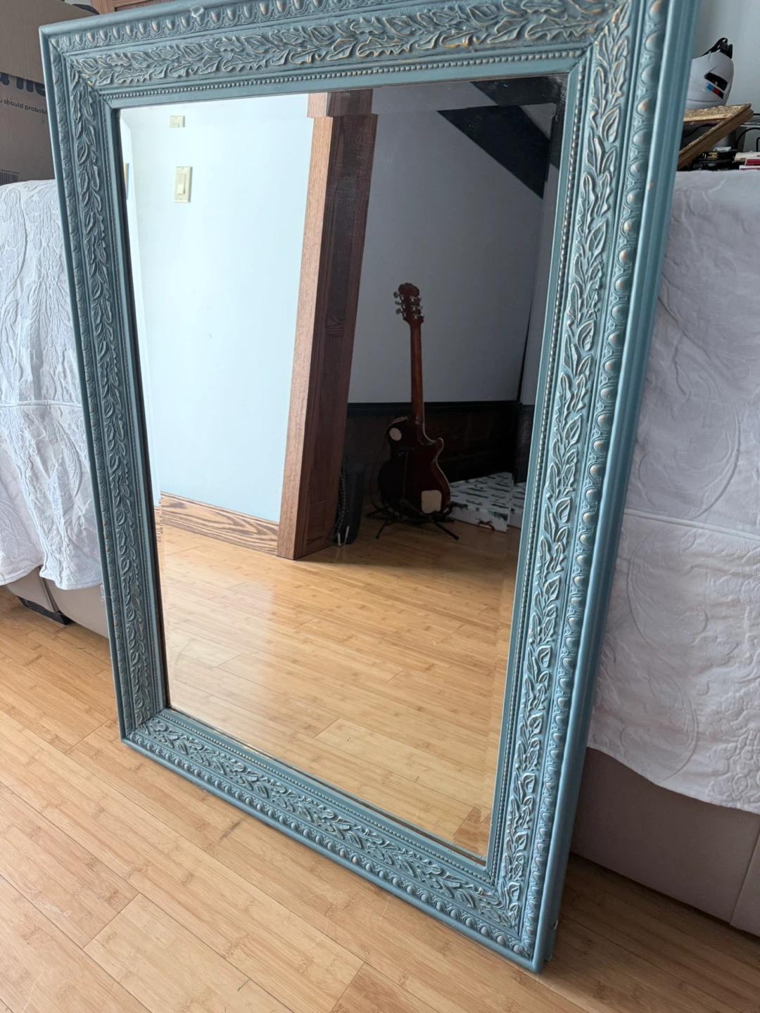 Beveled glass mirror - Teal Blue Frame - photo 2