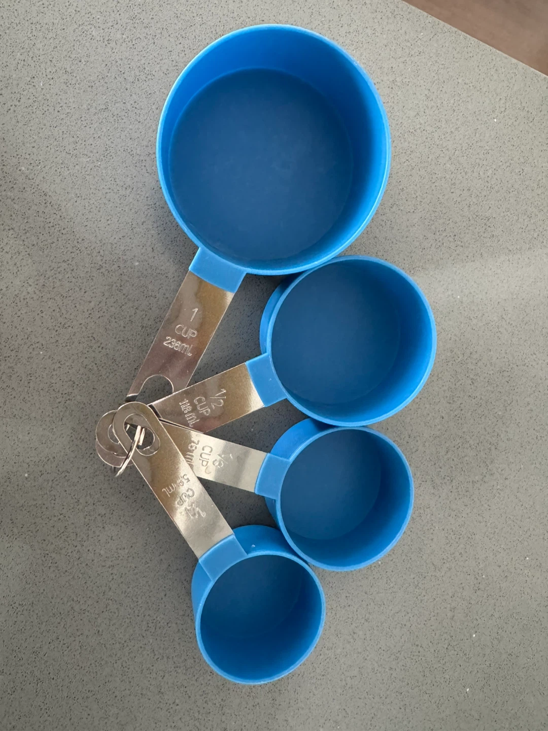 Set of 4 Blue Plastic Measuring Cups