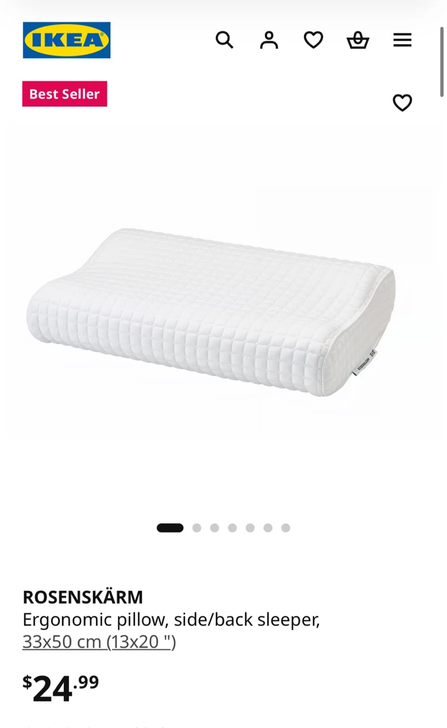 IKEA ROSENSKÄRM Ergonomic Pillow 33x50 cm