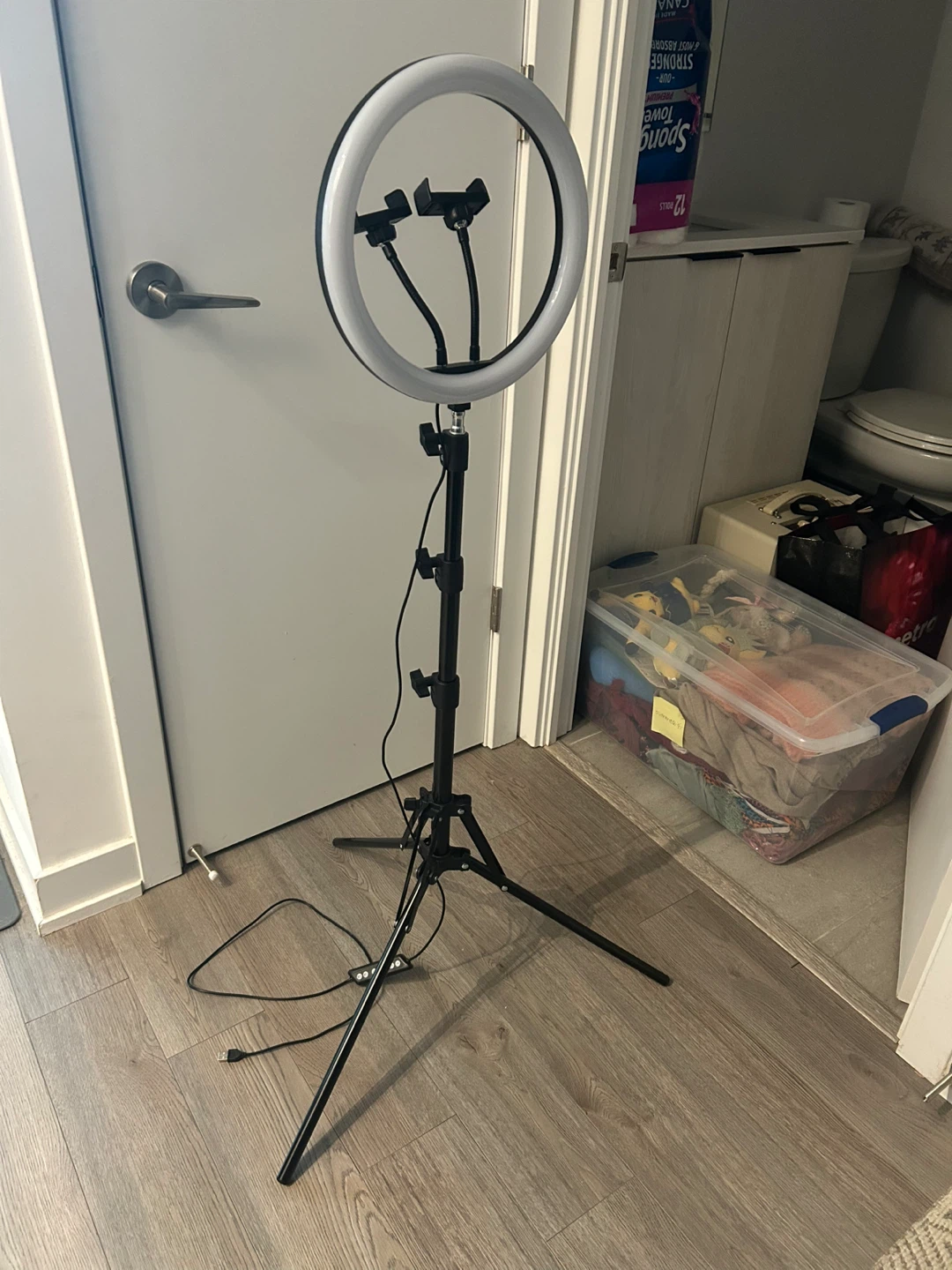 USB-Powered Ring Light with Phone Holders and Stand