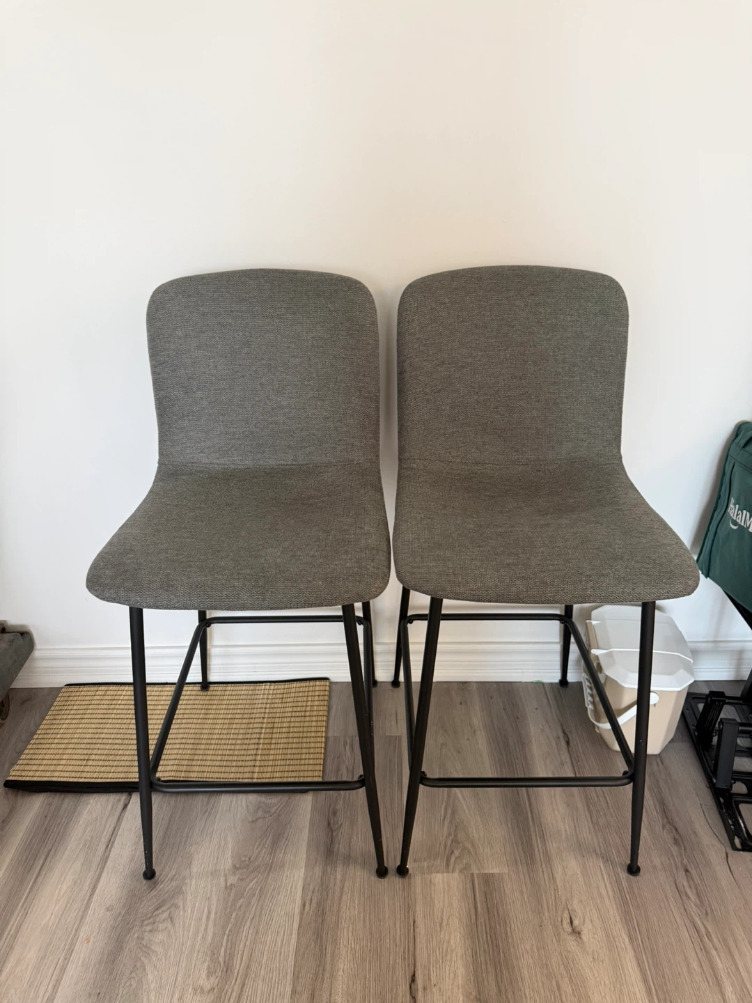 Structuretube Grey Fabric Bar Stools - Set of 2