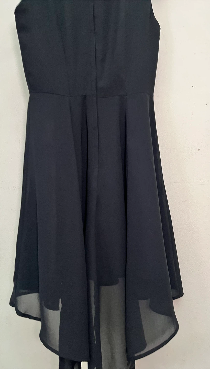 Black Sleeveless Dress with Embellished Collar - photo 3