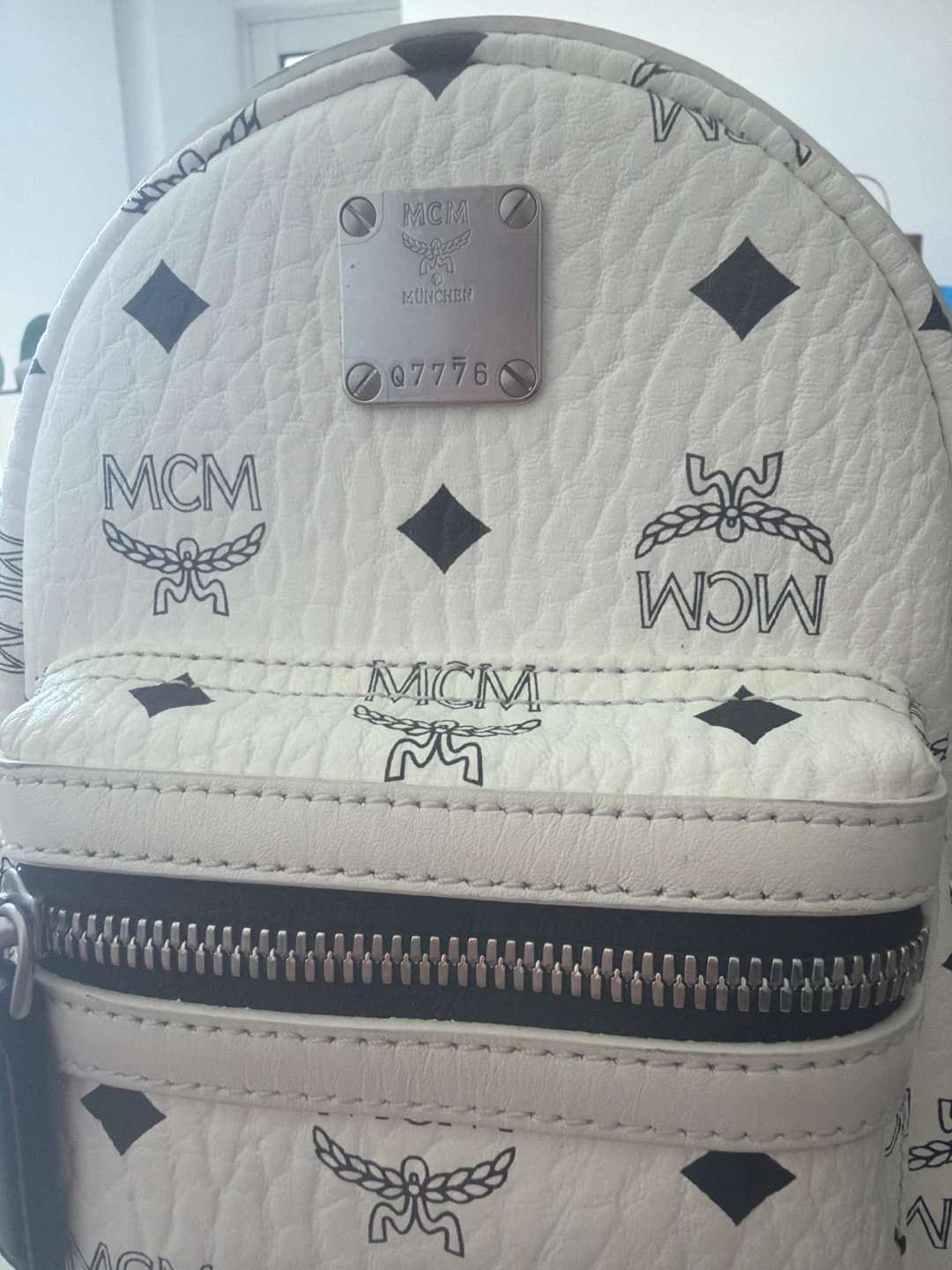Authentic MCM Stark Side Studs Mini Backpack – White Visetos - photo 2