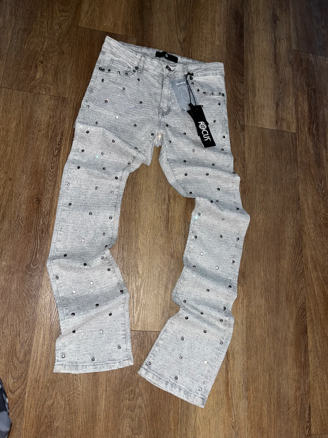 Focus Jeans with Rhinestone Embellishments