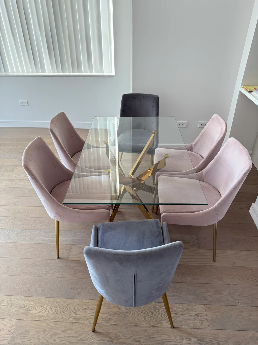 Glass Dining Table with Velvet Chairs - photo 2